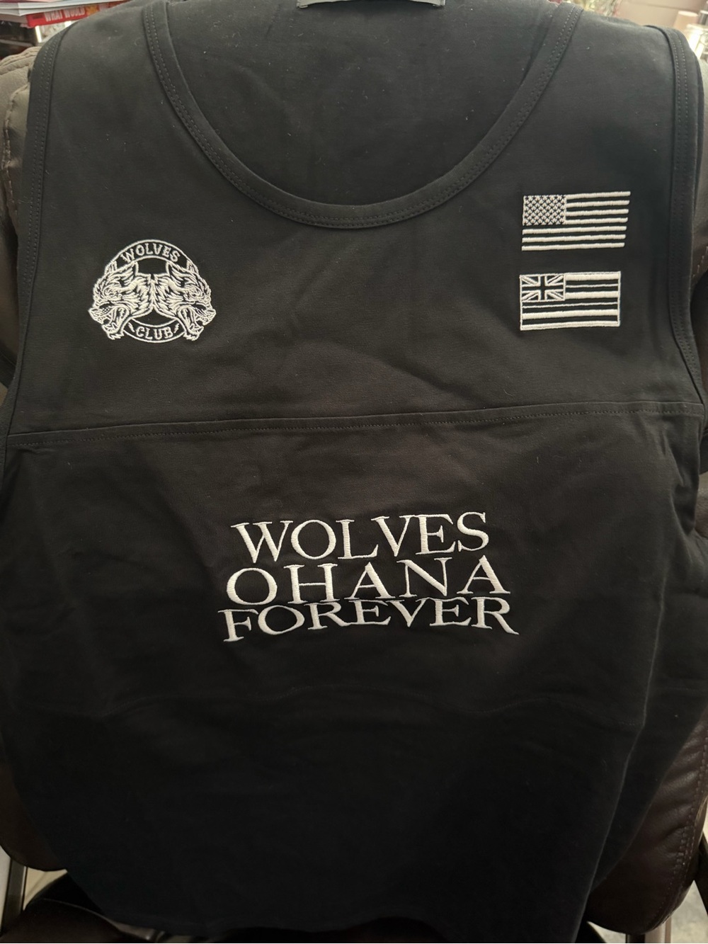 Darc Sport Black Tank Top with White Wolves Ohana Graphics Large